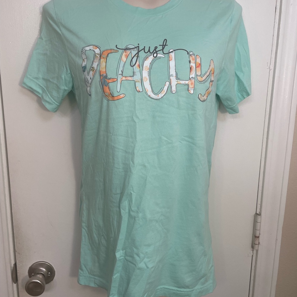 Just Peachy Mint Green Graphic Tee Shirt